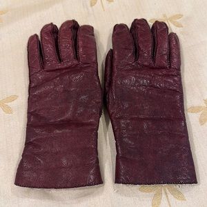 Vintage Reddish / Brown Leather Thick Lined Warm Gloves. Size Medium.